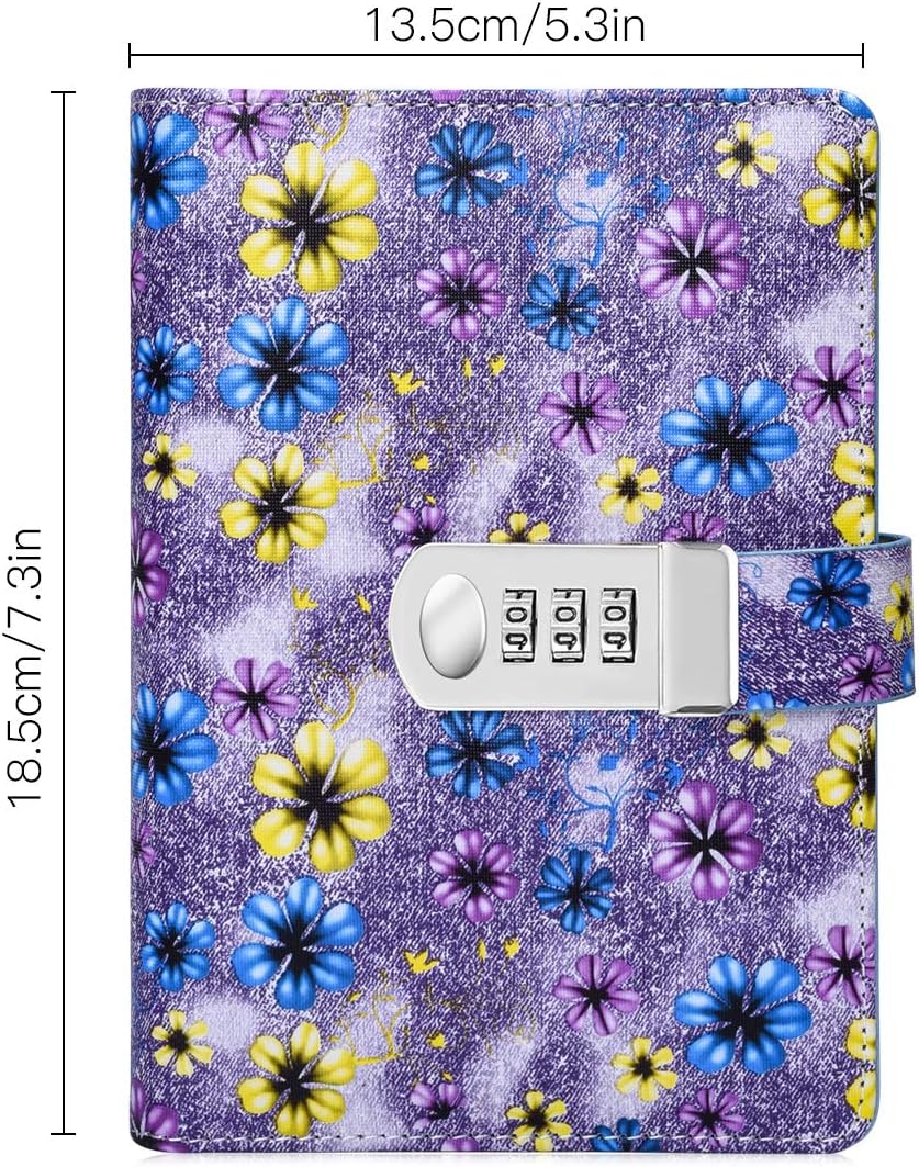ARRLSDB Binder Diary with Lock, A6 Refillable Leather Diary Password Journal Locking Personal Journal Diary, Size: 7.3×5.3 Inch (Purple) - Image 2