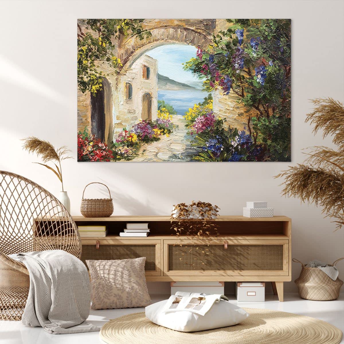 LANCHI95 Art Mural Encadré sur Toile Décor Vintage, Impressions de Peinture à l'Huile Classique Champ fleuri, Art Mural Vintage pour Décoration de Salle de Bain (Jardin Campagnard Français, 12x16 Pouces