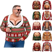 Men's Ugly Christmas Sweatshirt 3D Funny Santa Novelty Print Tops