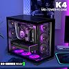 KEDIERS PC Case - Pre-Installed 5 Fans ATX Mid Tower Gaming Case Computer Case with Opening Tempered Glass Side Panel Black G500