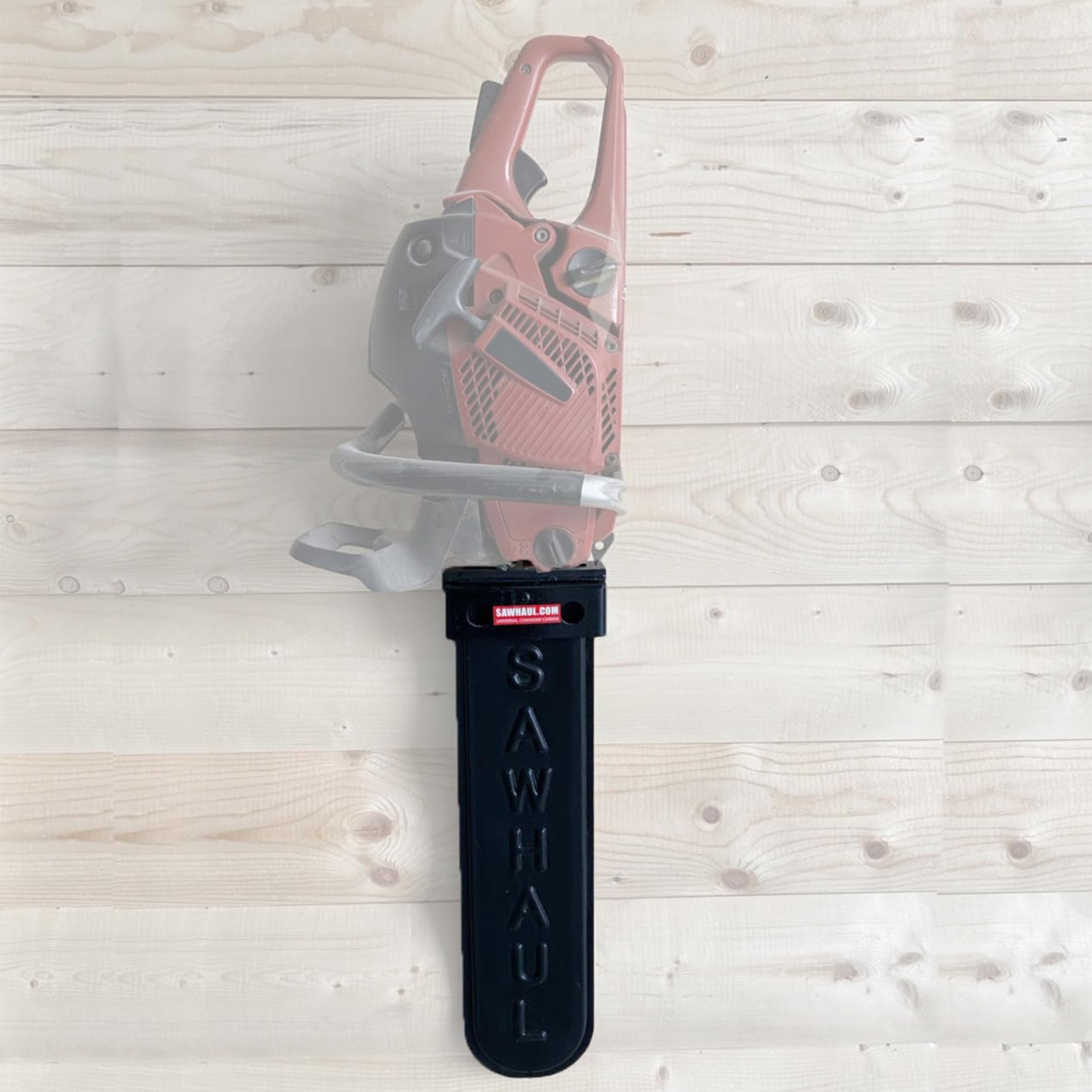 Base with Scabbard Chainsaw Carrier Kit for Flat Surfaces, 20 Inch Black Scabbard, Fixed Mount Holder Compatible with All Chainsaw Brands, Made in USA