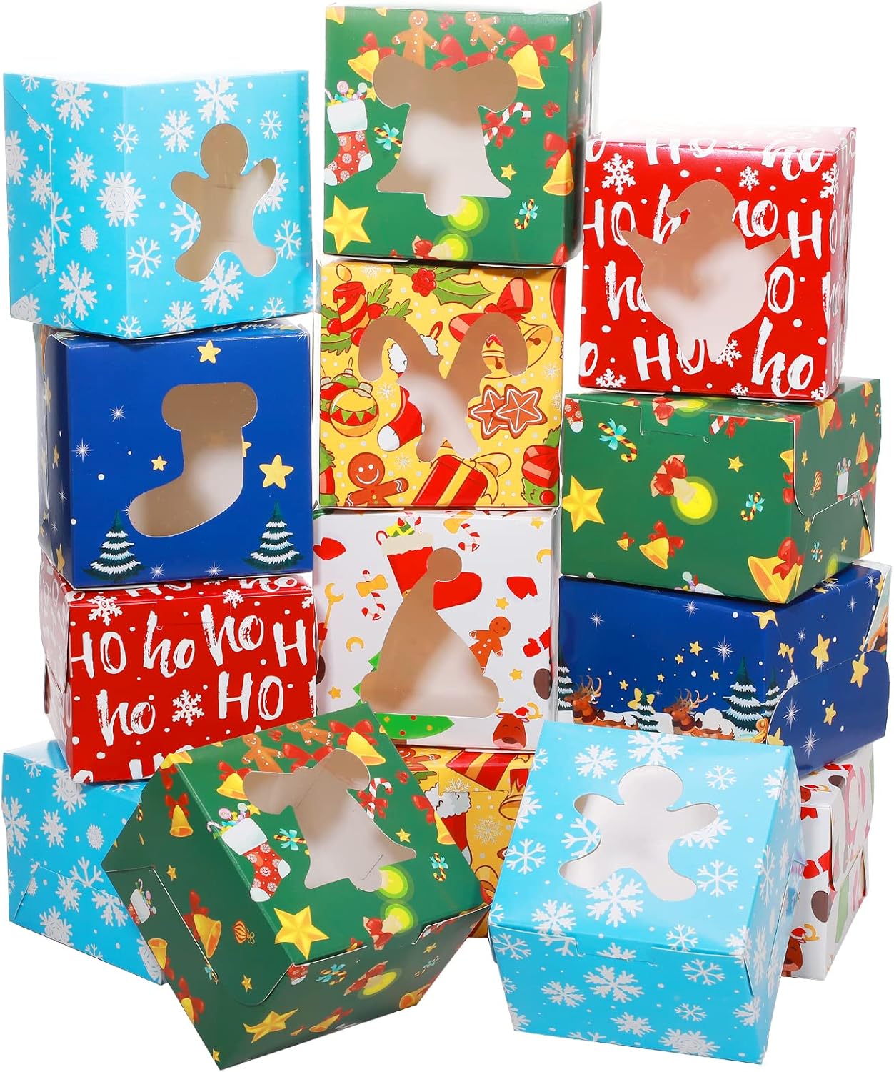 36 Pack Christmas Cookie Boxes with Window 4 x 4 x 3 Inches Christmas Bakery Boxes Treat Boxes Christmas Dessert Boxes Cookie Packaging for Pastries Cupcakes Doughnut Candy Holiday Gift Party Favor : Industrial & Scientific