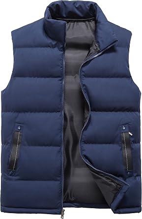 XinYangNi Mens Puffer Vest Quilted Outerwear Winter Warm Down Puffy Vests Lightweight Casual Padded Jacket