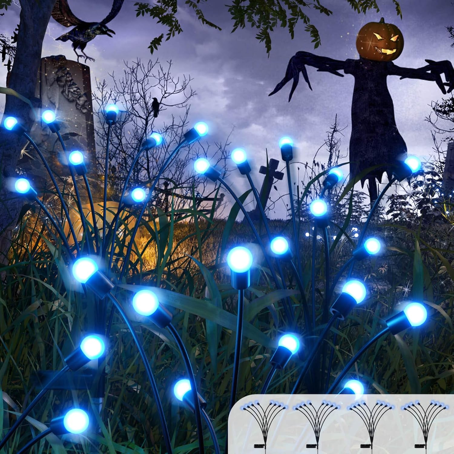 CRILEAL Solar Lights Outdoor Waterproof,[4 Pack] Solar Garden Lights,8LED Swaying Solar Powered