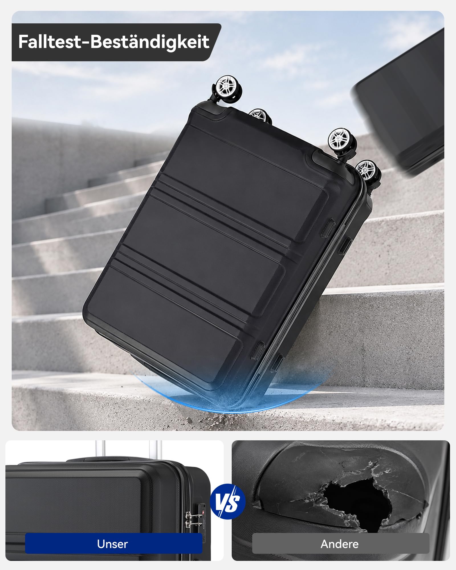 KONO Hartschalenkoffer ABS+PC Trolley TSA Schloss 360° Leisen Rollen Reisekoffer S M L XL XXL