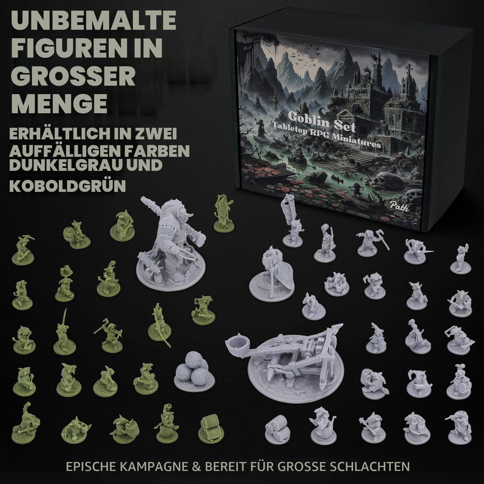 Path Gaming Fantasy Goblins Set für DND-Miniaturen, Figuren, RPG, 28 mm, Dungeons und Dragons, Unbemalt, Monster-Miniaturen, Tisch-Miniaturen