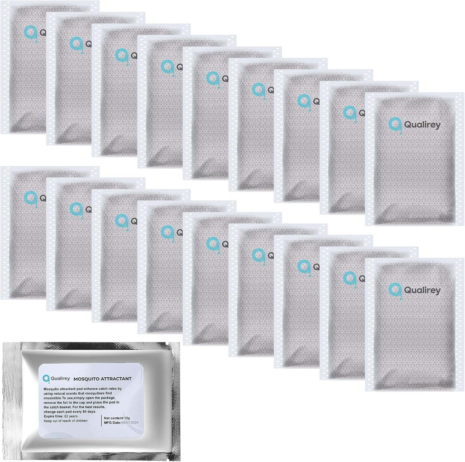 Qualirey 18 Pack Mosquito Attractant in Bulk, Lure for Bug Zapper Bait Refill Compatible with All Mosquito Trap Enhances Catch Rates for Indoor Outdoor Traps, Safe and Long Lasting