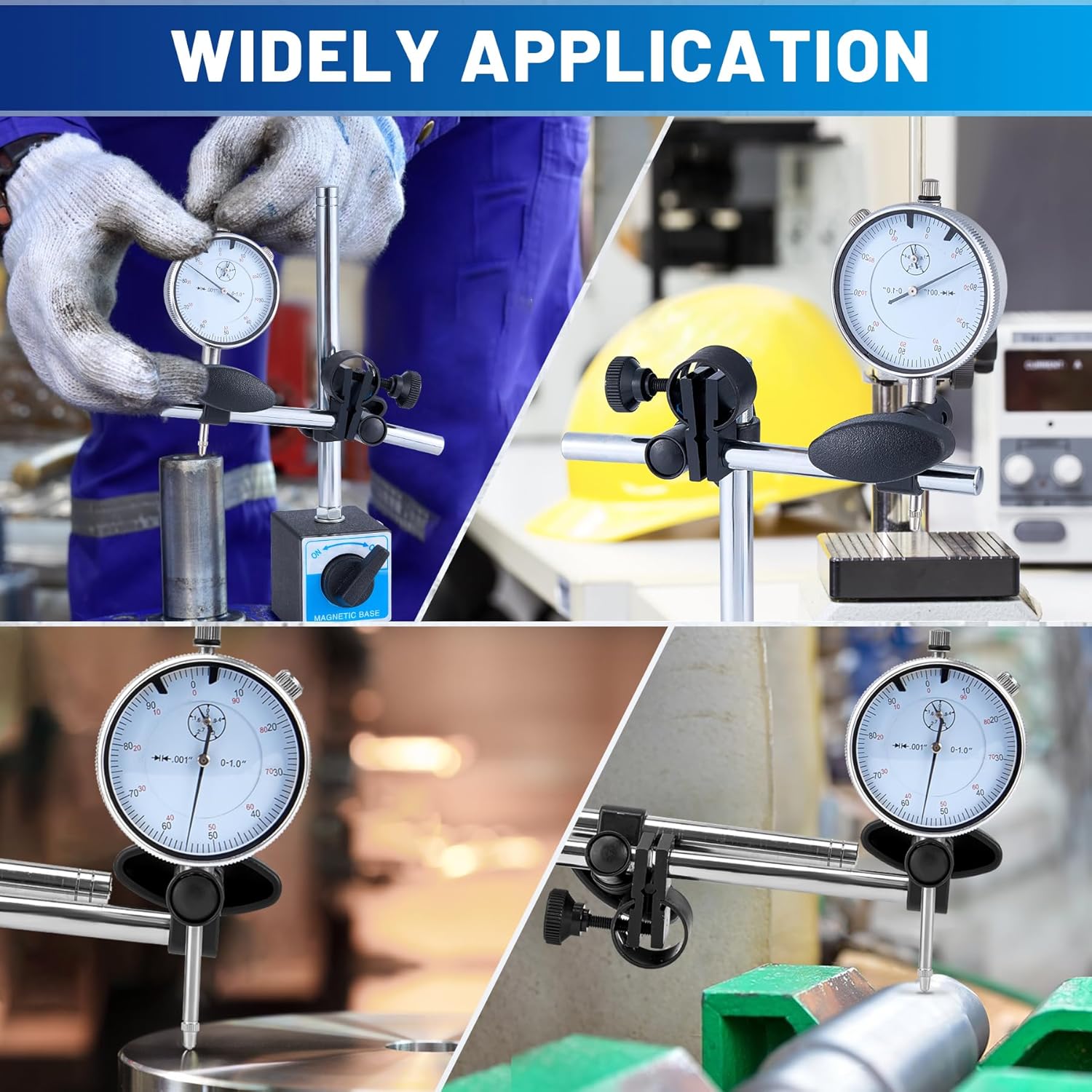 Dial Indicator with Magnetic Base and Point Precision Inspection Set, Professional 0-1.0" Dial Indicator, Fine Adjustable Long Arm, 0.001" Precision