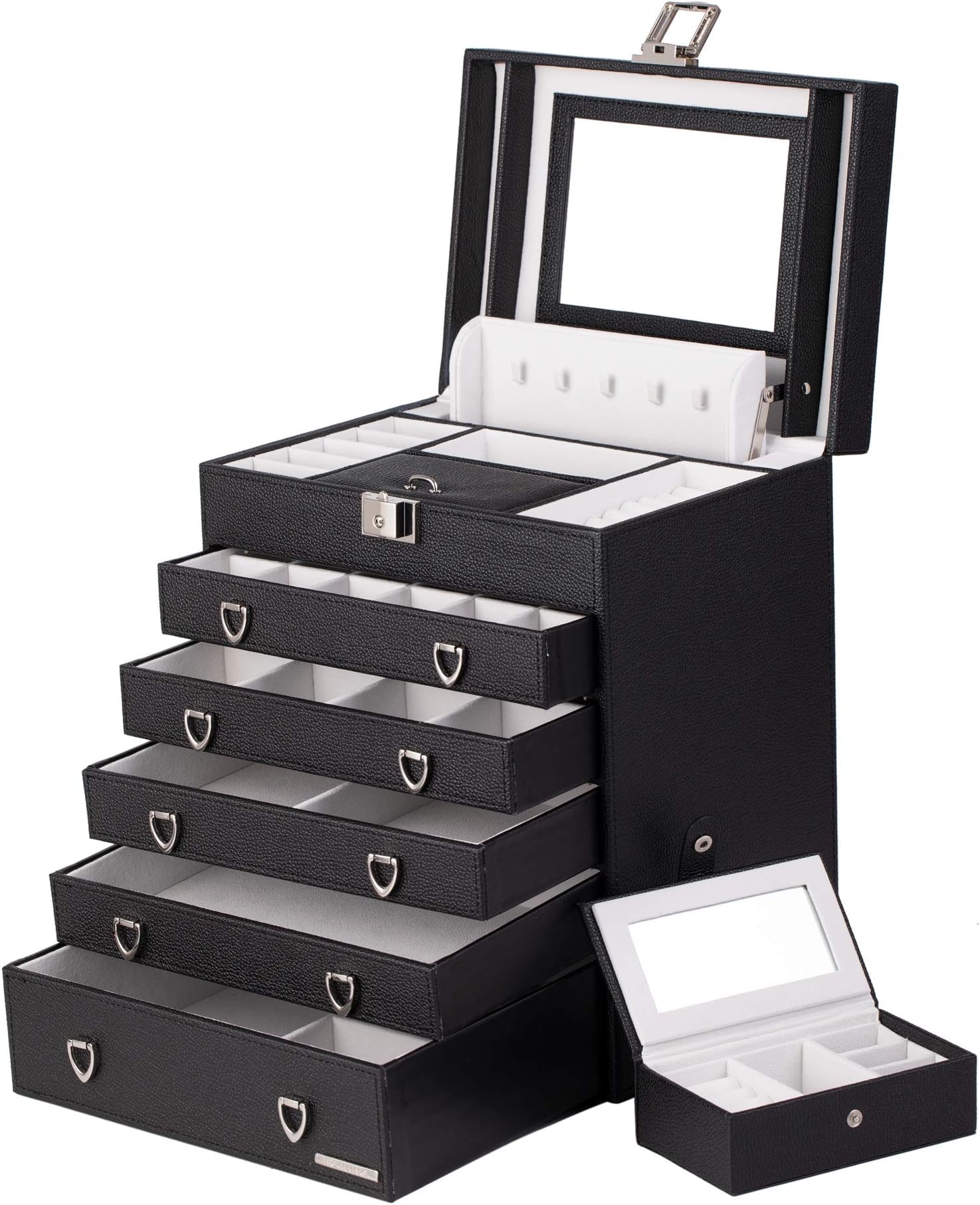 BELLAMORE GIFT Large Leather Jewelry Box/Organizer for Women, Gift Box for Necklaces, Bracelets, Watches, Earrings, Rings