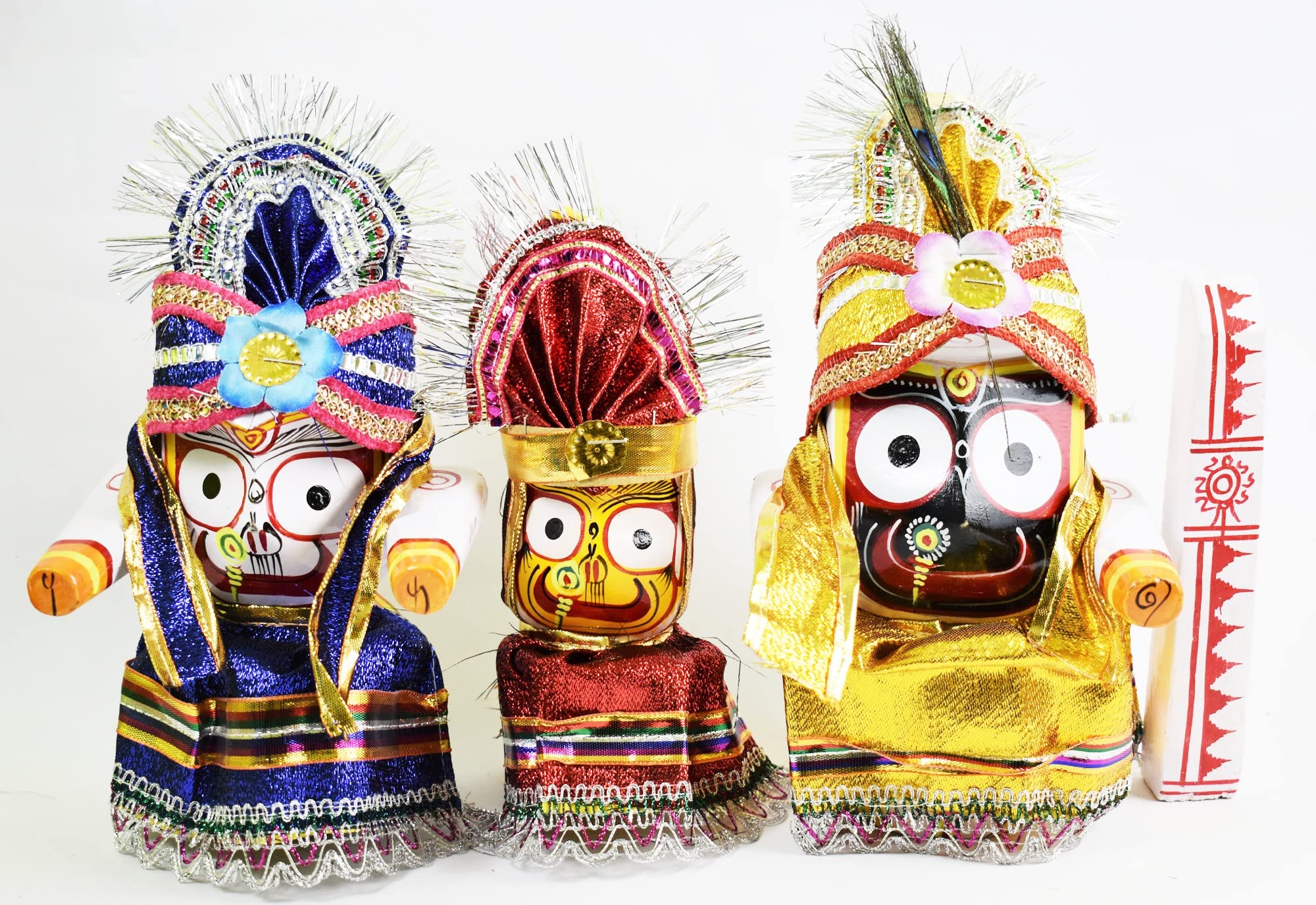 RealCraft;INSPIRING LIFES Pure Neem Wooden Idol Shree Jagannath,BalaBhadra,Subhadra with Dress,Poshak| Inclding Sudarshan Chakra | Singara Besha (Medium 6 inch)-picture-22