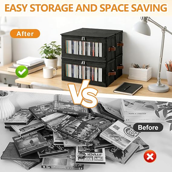 2 Pack DVD Storage Boxes,DVD Case Storage with Cover and Window