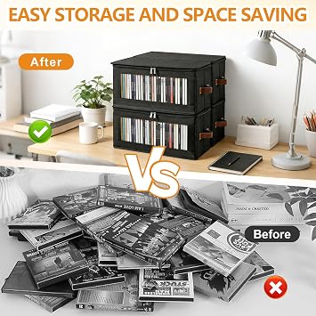 2 Pack DVD Storage Boxes,DVD Case Storage with Cover and Window