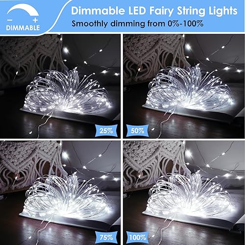 Miniatura 3 de Mlambert Paquete de 3 luces de hadas de 33 pies que funcionan con pilas con control remoto y temporizador, regulables, impermeables, 8 modos de