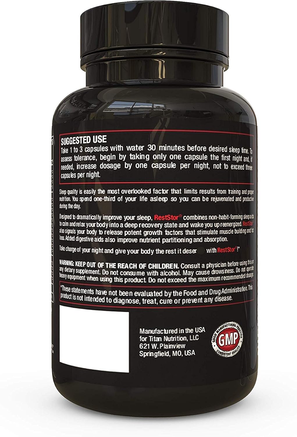 Titan RestStor Natural Sleep Aid Supplement - for Mood, Hormonal Balance, & Recovery - Magnesium, Melatonin, Kava Kava, GABA, & Digestive Enzymes - Sleeping Pills for Athletes - 90 Capsules