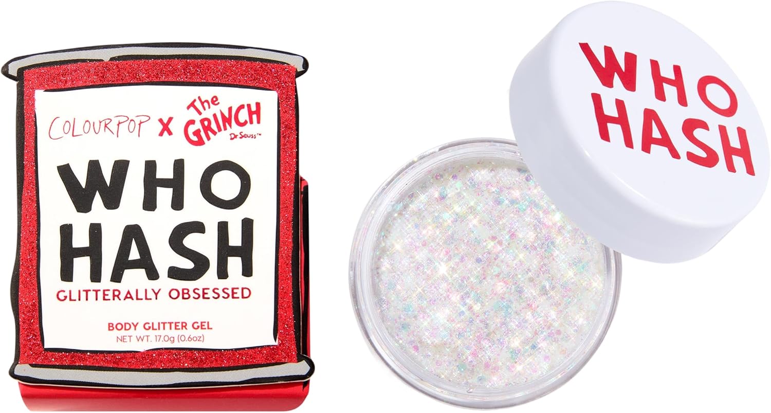 ColourPop x The Grinch Who-Hash Gliterally Obsessed Iridescent Body Glitter Gel – Limited Edition Glitter Makeup for Hair, Face & Body – Holiday Makeup Must-Have (0.6 oz)