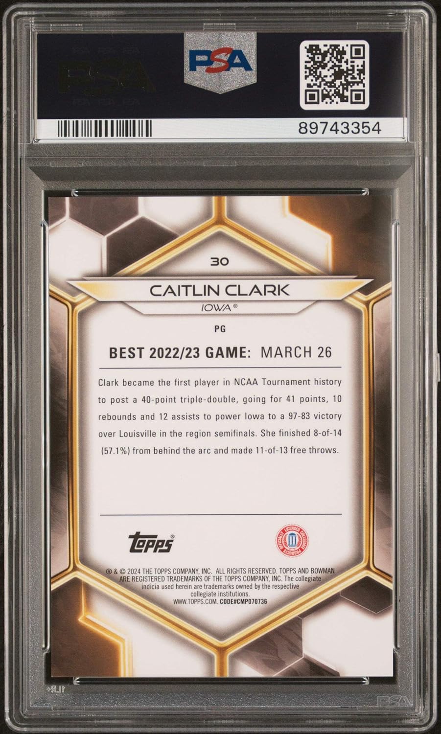 Graded 2023 Topps Bowman U Best Caitlin Clark #30 Blue /150 Rookie RC Basketball Card PSA 10 Gem Mint