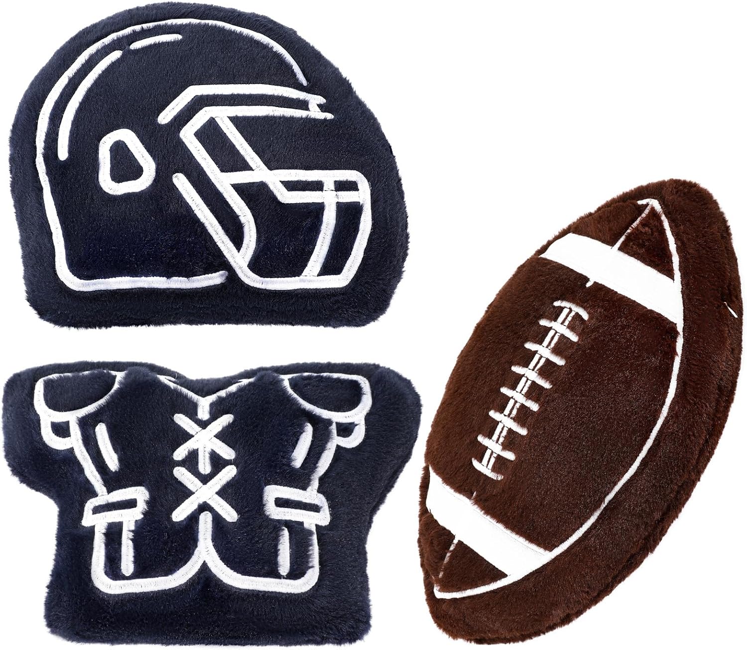 3 Pcs Football Pillow Fluffy 16.5" Durable Sport Soft Stuffed Fluffy Toy Include a Football Bat Pillow Soft and Cute Plush Pillows Sports Gifts for Children's Room Decor