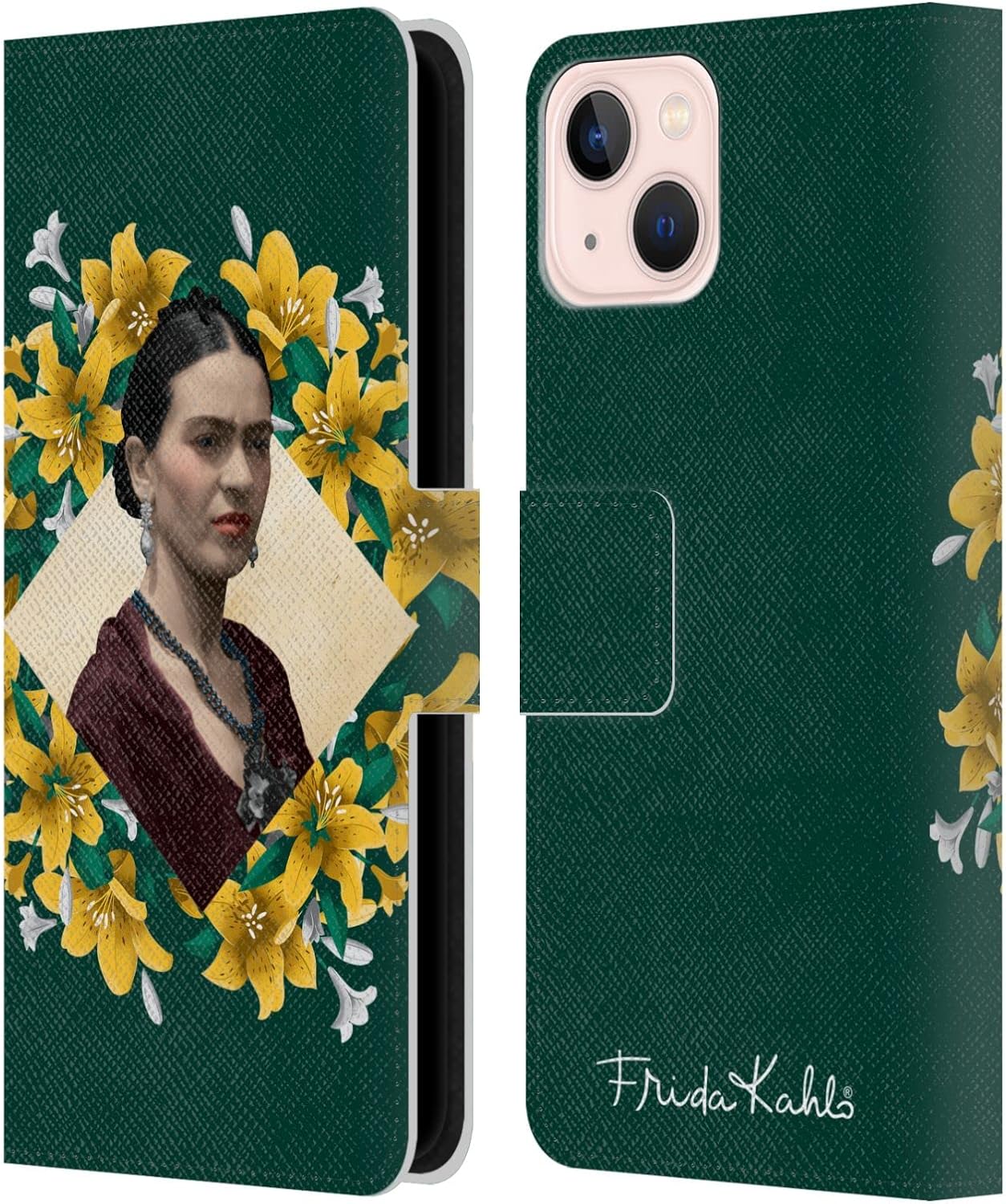 Head Case Designs Officially Licensed Frida Kahlo Folk Art Portrait 2 Leather Wallet Case Compatible with Apple iPhone 13
