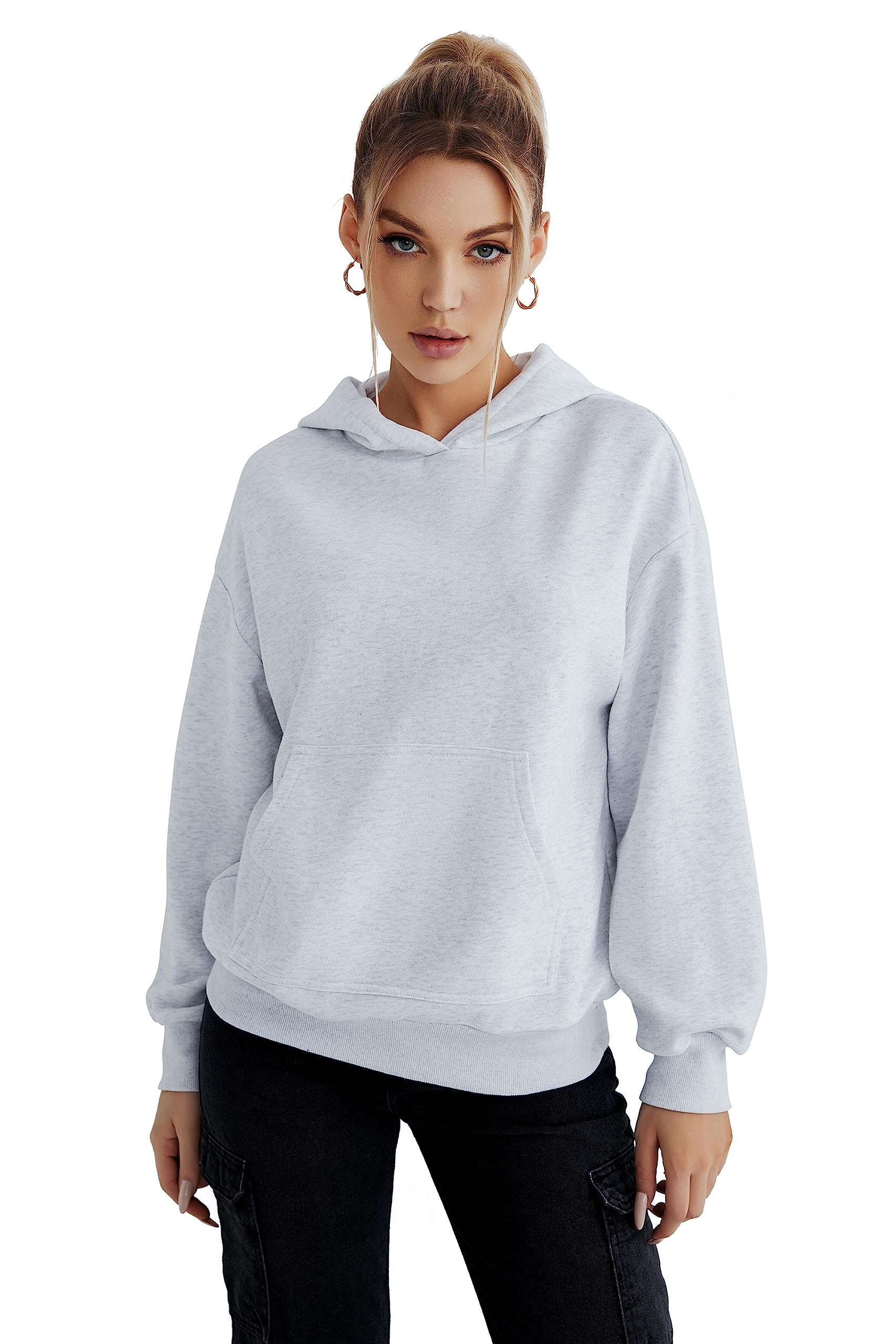 SUGAR POISON Womens Hoodies for Women, Casual Pullover Hooded Sweatshirts Long Sleeve Tunic Top with Kangaroo Pocket