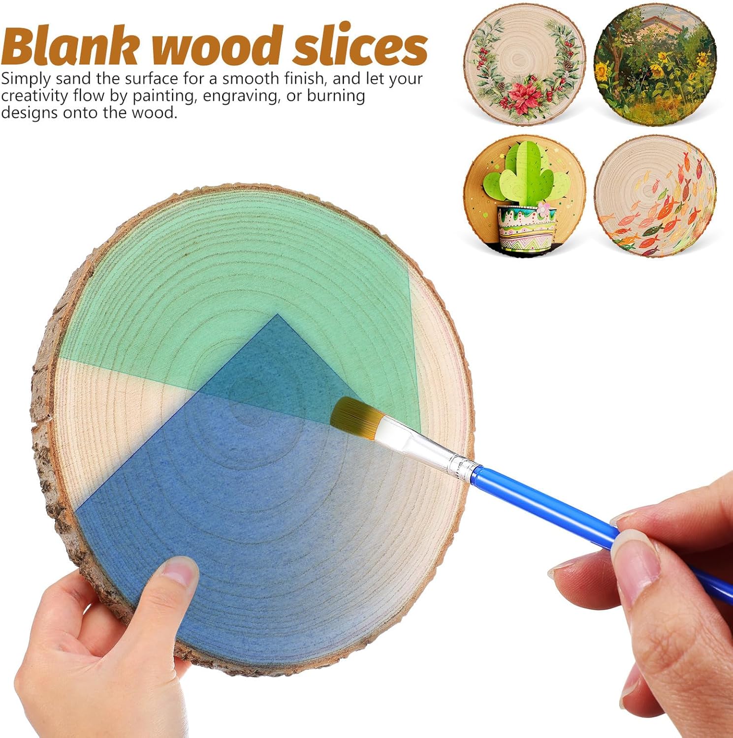 Sewroro 8pcs Natural Wood Slices with Bark 20-23cm Thick Wood Rounds for Crafts DIY Woodcraft Supplies Wedding Centerpieces Rustic Home Decoration
