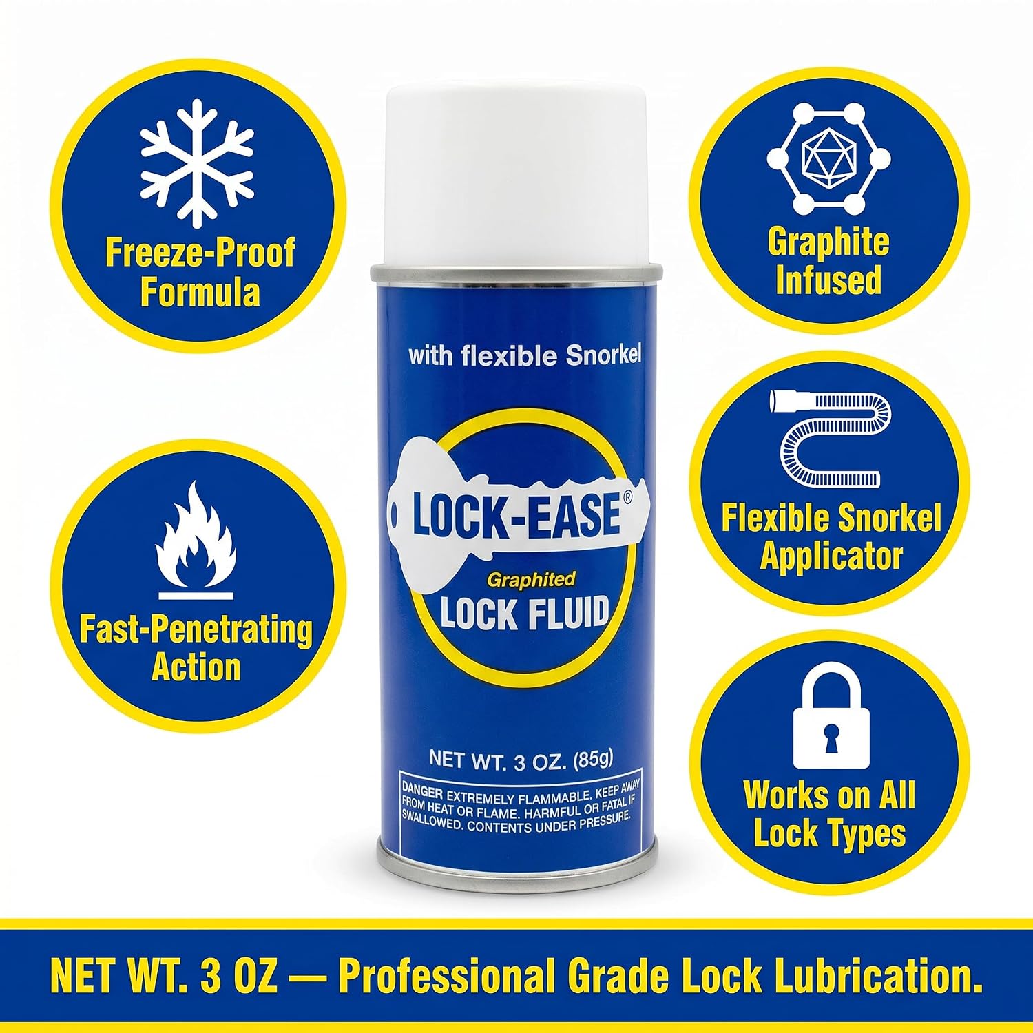 [3 Pack] AGS Lock-Ease Graphite Lock Lubricant + Squishy Stress Toy