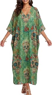 Ommiivex 여성용 Moo Moo Kaftan 드레스 수영복 커버업 루즈핏 소프트 쿨 해변 휴양지