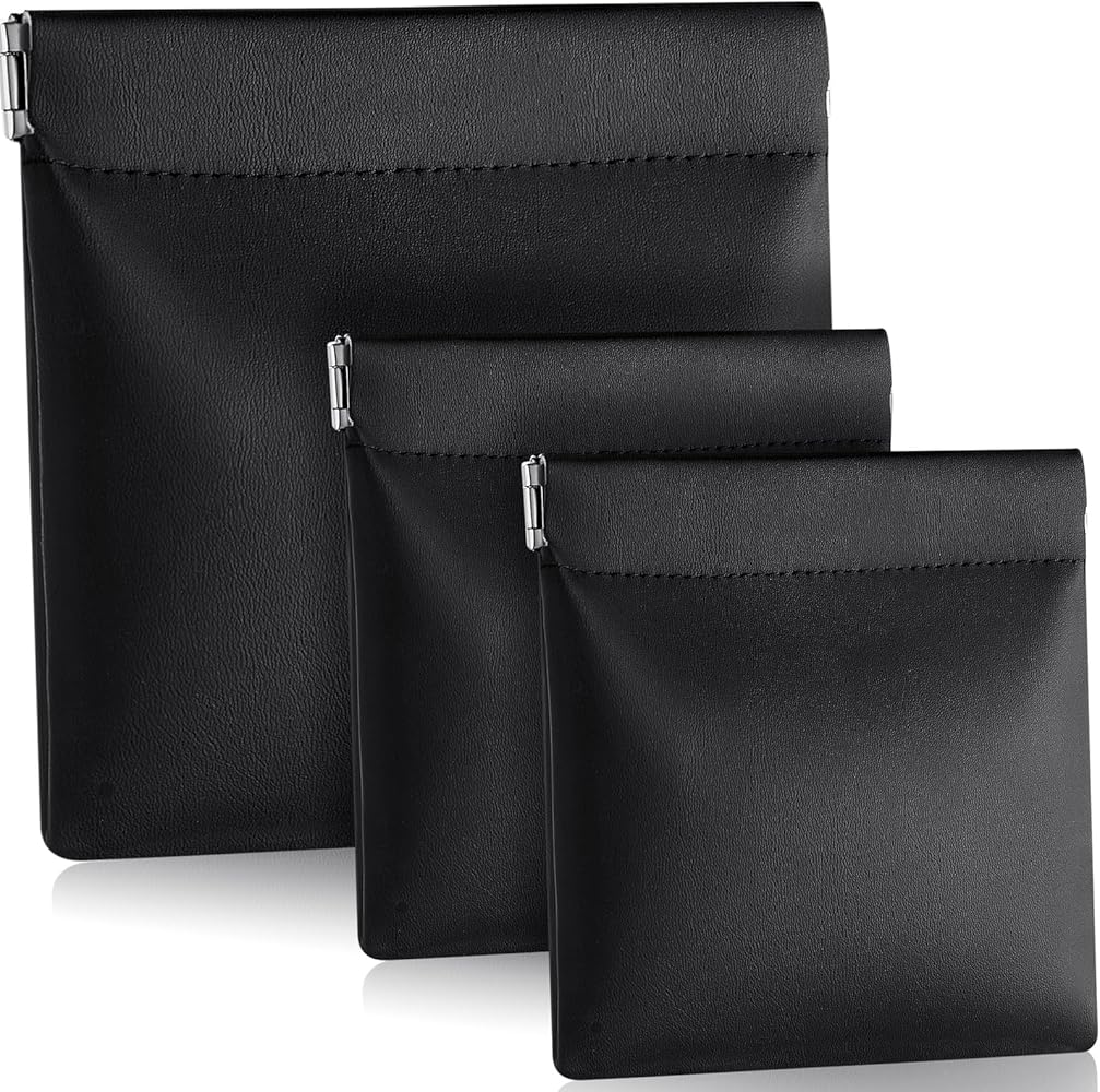 Amazon.com: Sadnyy 3 Pcs PU Leather Coin Purse Black Change Holder