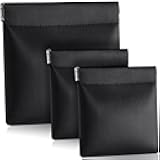 3 Pcs PU Leather Coin Purse Black Change Holder No Zipper Coin Pouch Self Closing Pouch Change Purse Bag for Men, 2 Size