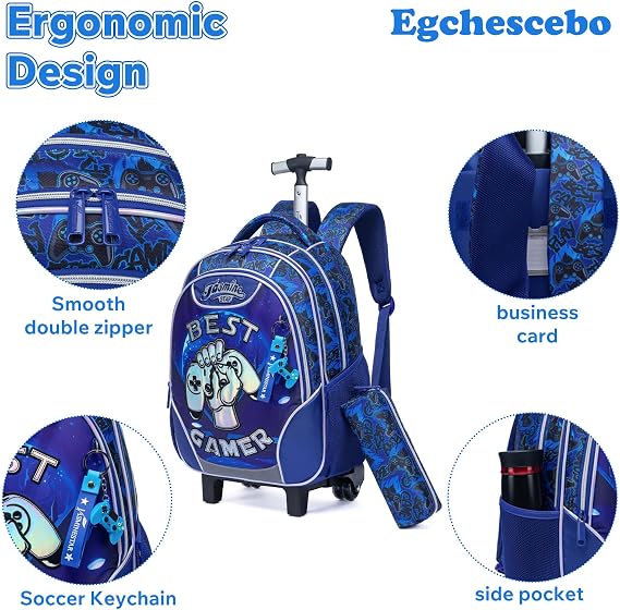Kids Rolling Gamepad Backpack for Boys 17