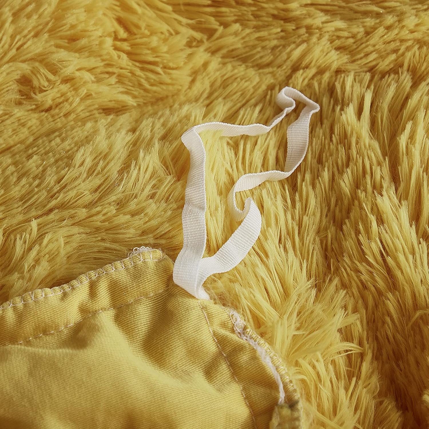 Yaoshuho Plush Fluffy Duvet Cover Twin Size Luxury Ultra Soft Shaggy Duvet Cover Set Faux Fur Comforter Bedding Set(1 Duvet Cover + 1 Pillow Shams), Yellow - Image 5