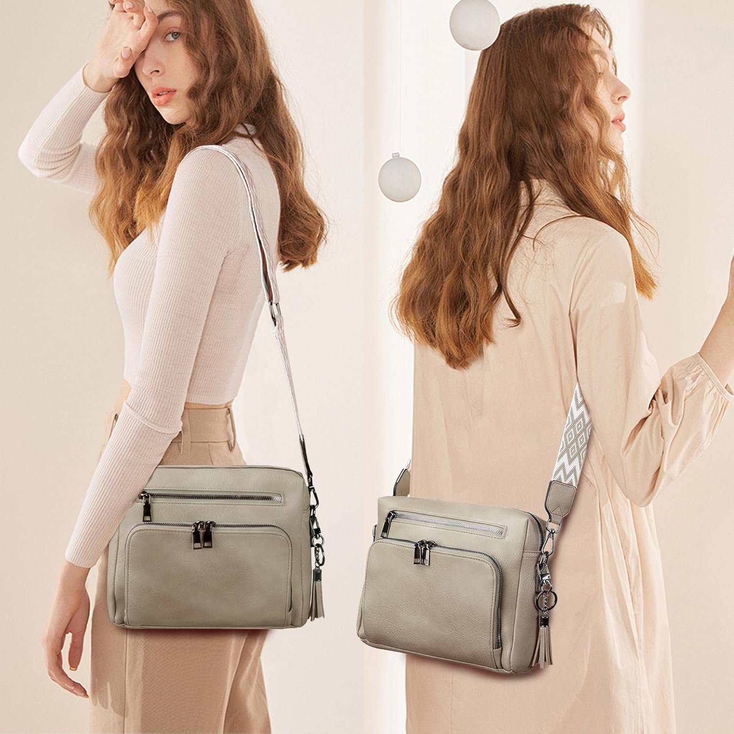 TANTOMI Crossbody Bags for Women Trendy Crossbody Purse Shoulder Handbags Vegan Leather Built in Wallet for Travel