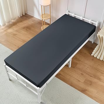 VACVELT Cot Fitted Sheet, 31x75 Inch 10-Inch Pocket, Charcoal Black | Brushed Microfiber, Soft Breathable, Elastic Snug Fit, For RV Camper Guest Trifold Beds, Wrinkle-Free, Machine Washable