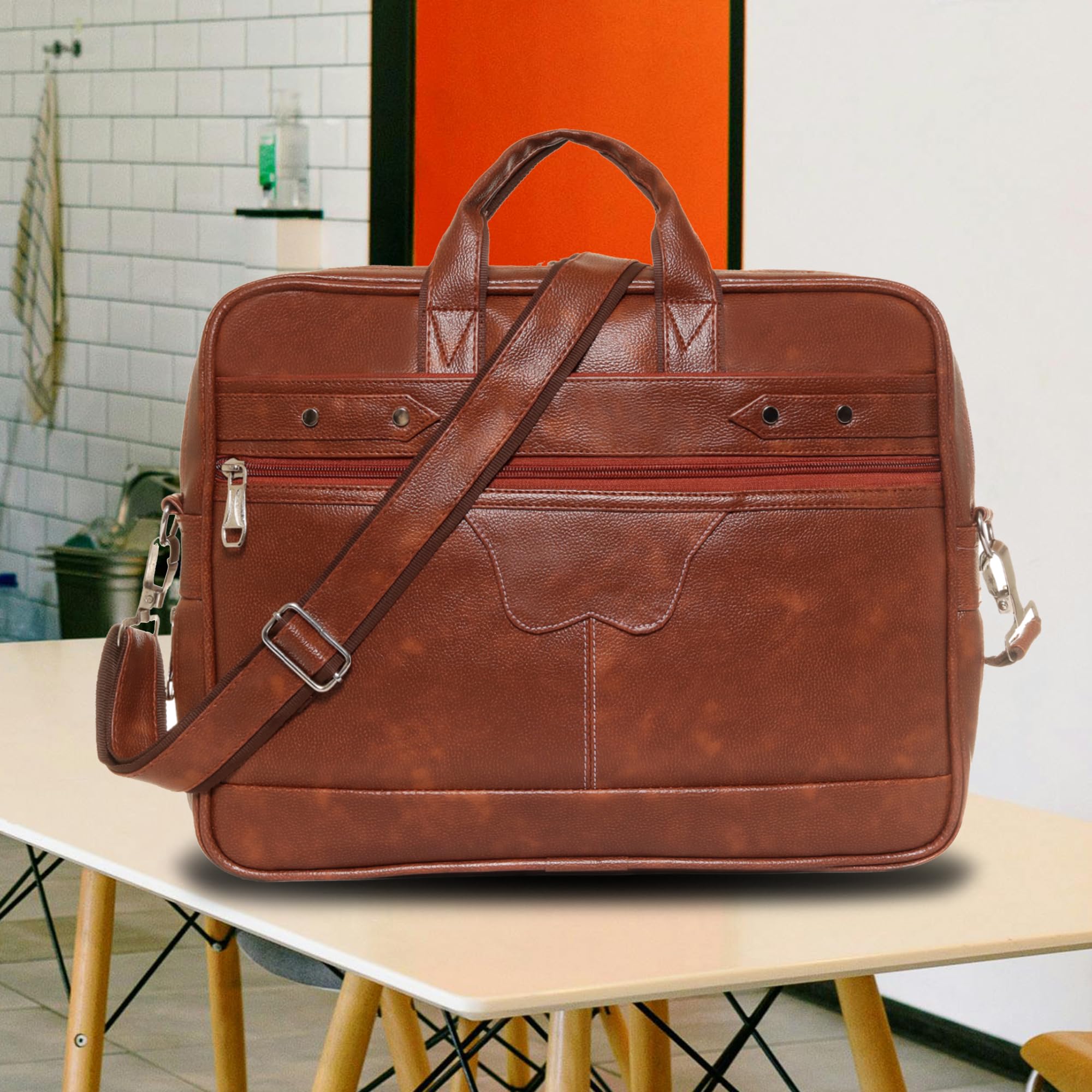 Bagneeds Business Laptop Bag for Men & Women, Briefcase Tan 1