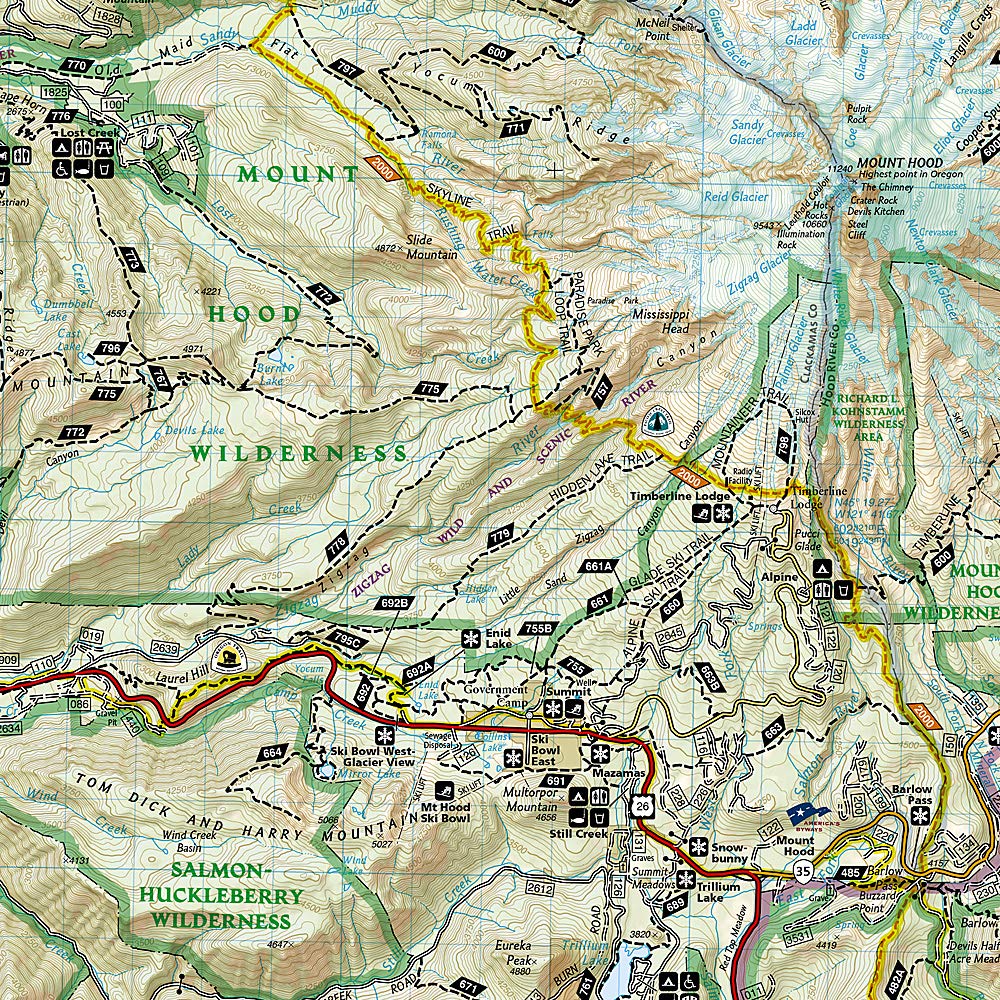 Mount Hood [Mount Hood and Willamette National Forests] (National Geographic Trails Illustrated Map) - Image 2