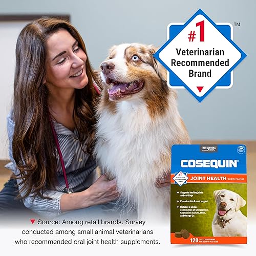 Miniatura 4 de Nutramax Cosequin - Suplemento para la salud de las articulaciones para perros, contiene glucosamina, más condroitina, MSM y omega-3, apoya la salud