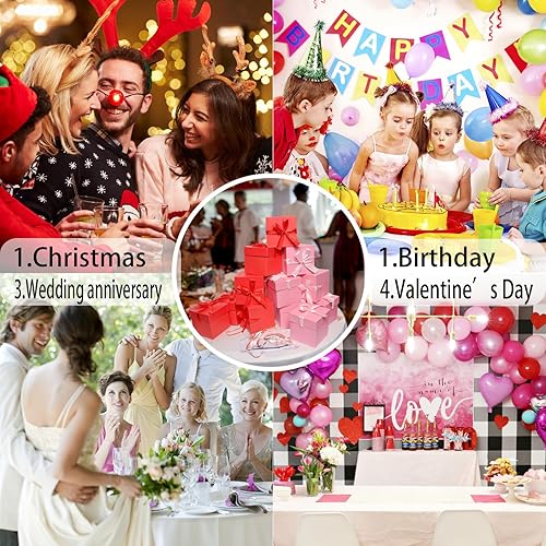 Miniatura 5 de 6 cajas de regalo rosas y 6 rojas con tapas para cumpleaños, Pascua, día de la madre, día del padre, día de la mujer, graduación y todas las