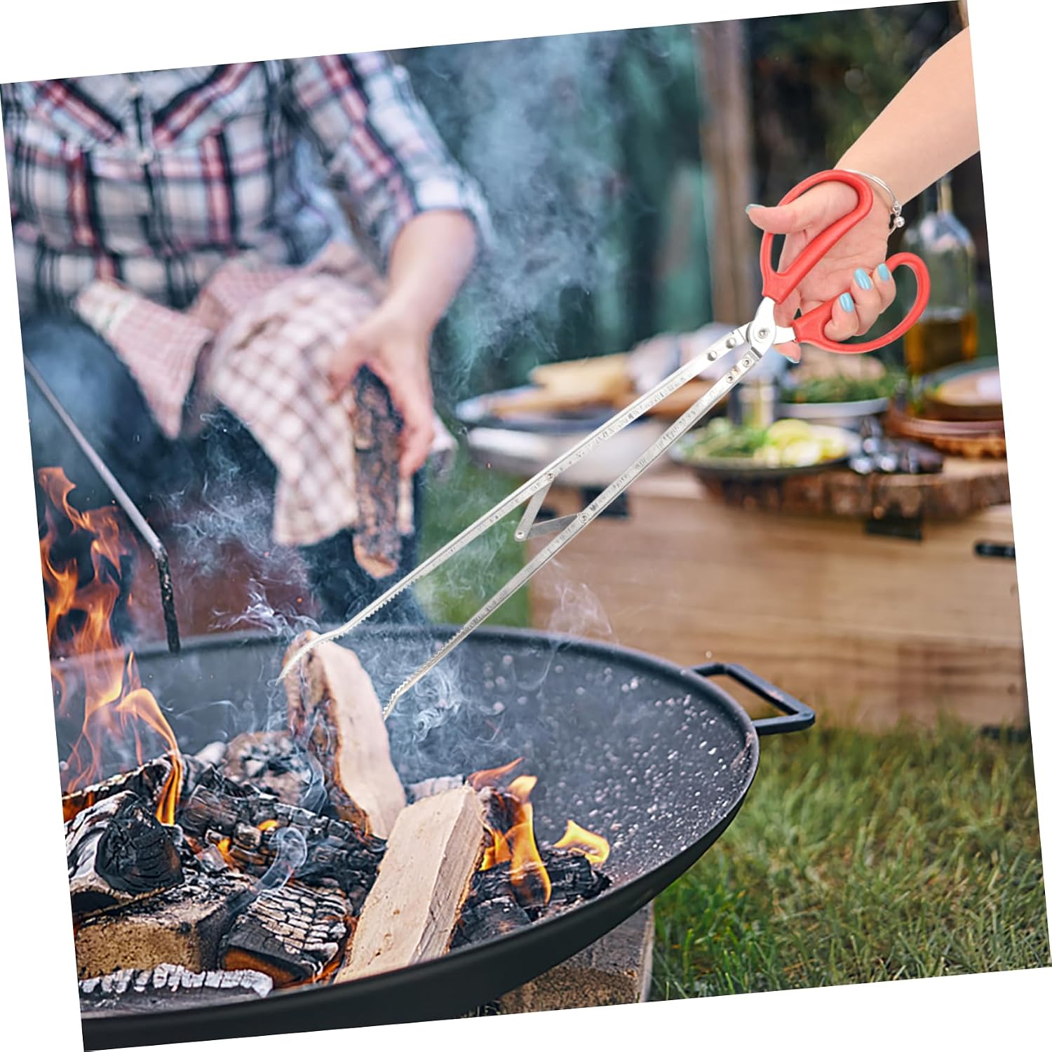 2pcs Stainless Steel Charcoal Tongs for Firewood, Fireplace