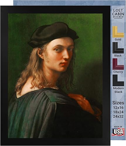 Vista 109 de Cabaña perdida de San Jorge y el dragón de Raphael Impresión en marco plano negro Reproducción de pintura de obras de arte fino Póster 2-San