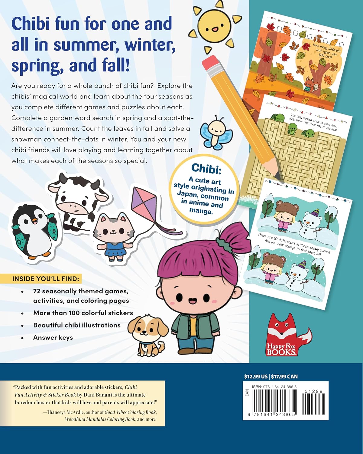 Chibi Fun Activity & Sticker Book: Cute Games and Puzzles with More Than 100 Stickers (Happy Fox Books) For Kids 6 and Up - Riddles, Mazes, Coloring Pages, Spot-the-Difference, Seek-and-Find, and More image 2