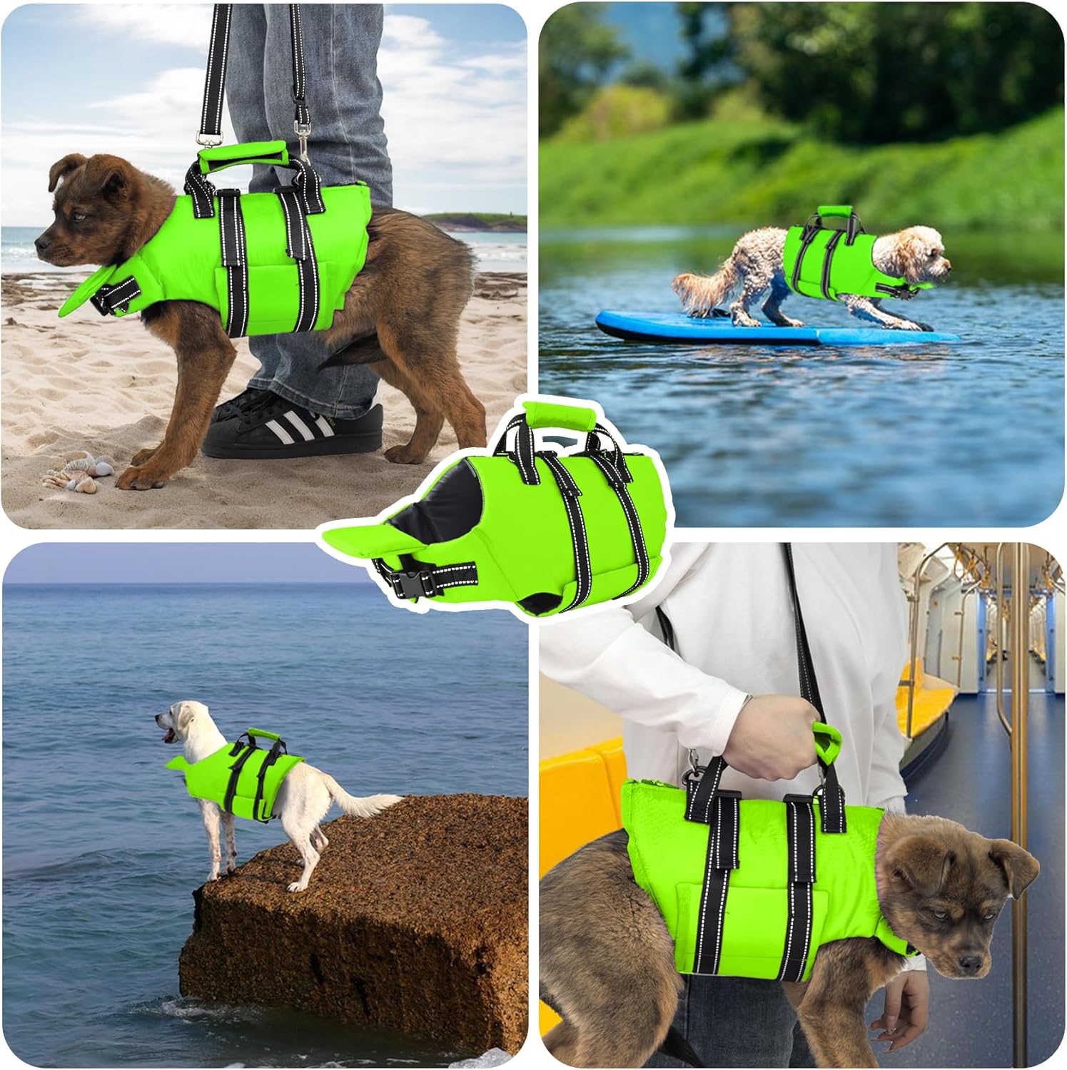 Fragralley Dog Life Jacket with Self-Locking Zipper, High-Buoyancy Ripstop Dog Swimming Vest, Floating Vest with Rescue Handle for Swimming and Boating, PFD Available for Small, Medium, and Large Dogs