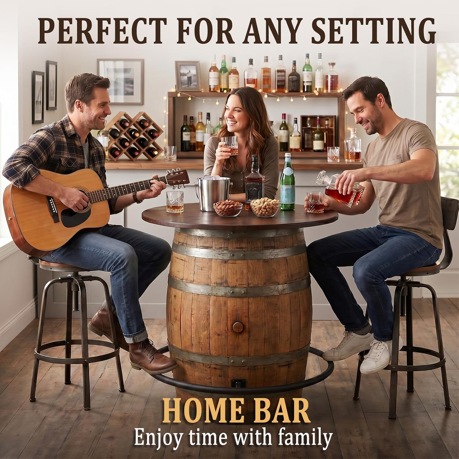 BreezeHug Barrel Foot Rail Heavy Duty Metal Wine Barrel Footrest Whiskey Bourbon Bar Barrels Foot Rail Brackets Rustic Home Bar Pub Accessory, Stable and Easy to Install for Kitchen Restaurant Office