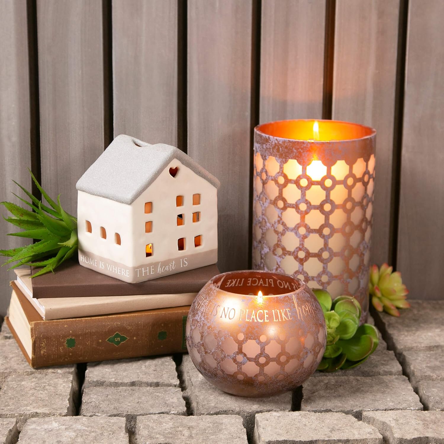 Pavilion Gift Company - Bronze and Purple Sponge Patterned Frosted Glass Candle Accessories Rounded Jar Candle Tray (Jar Holder)