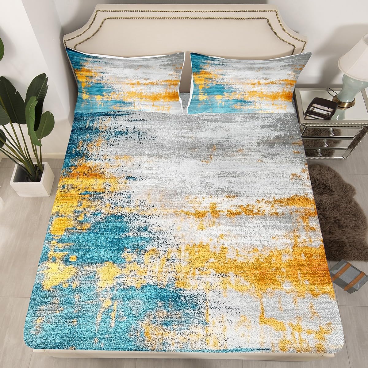 jejeloiu African Pattern Fitted Sheet Full Size Ethnic Afro Decor Bed Sheets Set 16" Deep Pocket Soft Breathable Traditional Exotic Style Bedding with 2 Pillowcases Tribal Room Decor