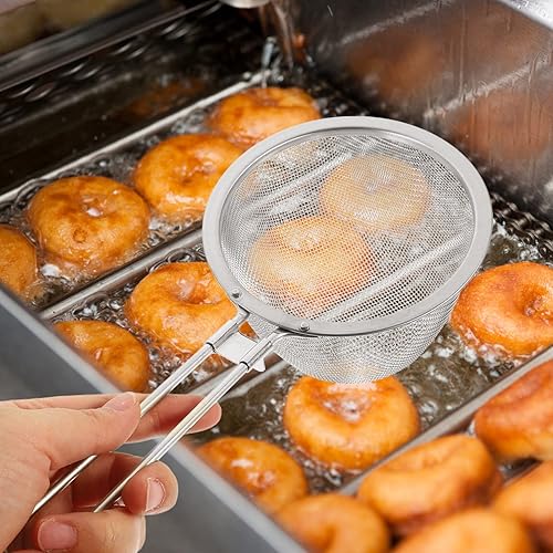 Miniatura 4 de ZzzaNa Mesh Strainer Spaghetti Strainer Spoon with Handle Mesh Spider Strainer Stainless Steel Noodle Basket Pasta Strainer Basket Colander Kitchen