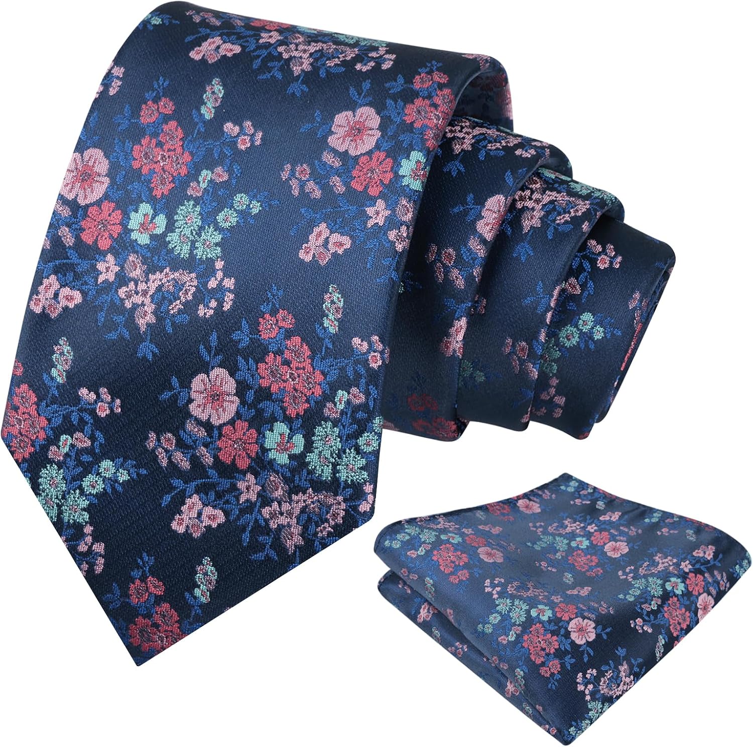 Alizeal Mens Ditsy Floral Tie Set 3.15 Inch Elegant Small Print with Pocket Square for All-occasion Wear