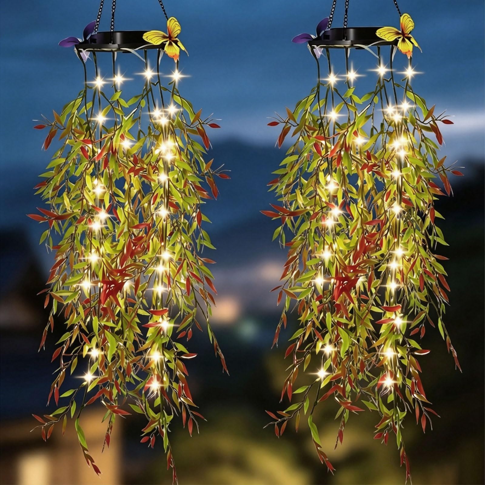 Luces LED artificiales de mariposa con carga solar para iluminar patios sin cables 8