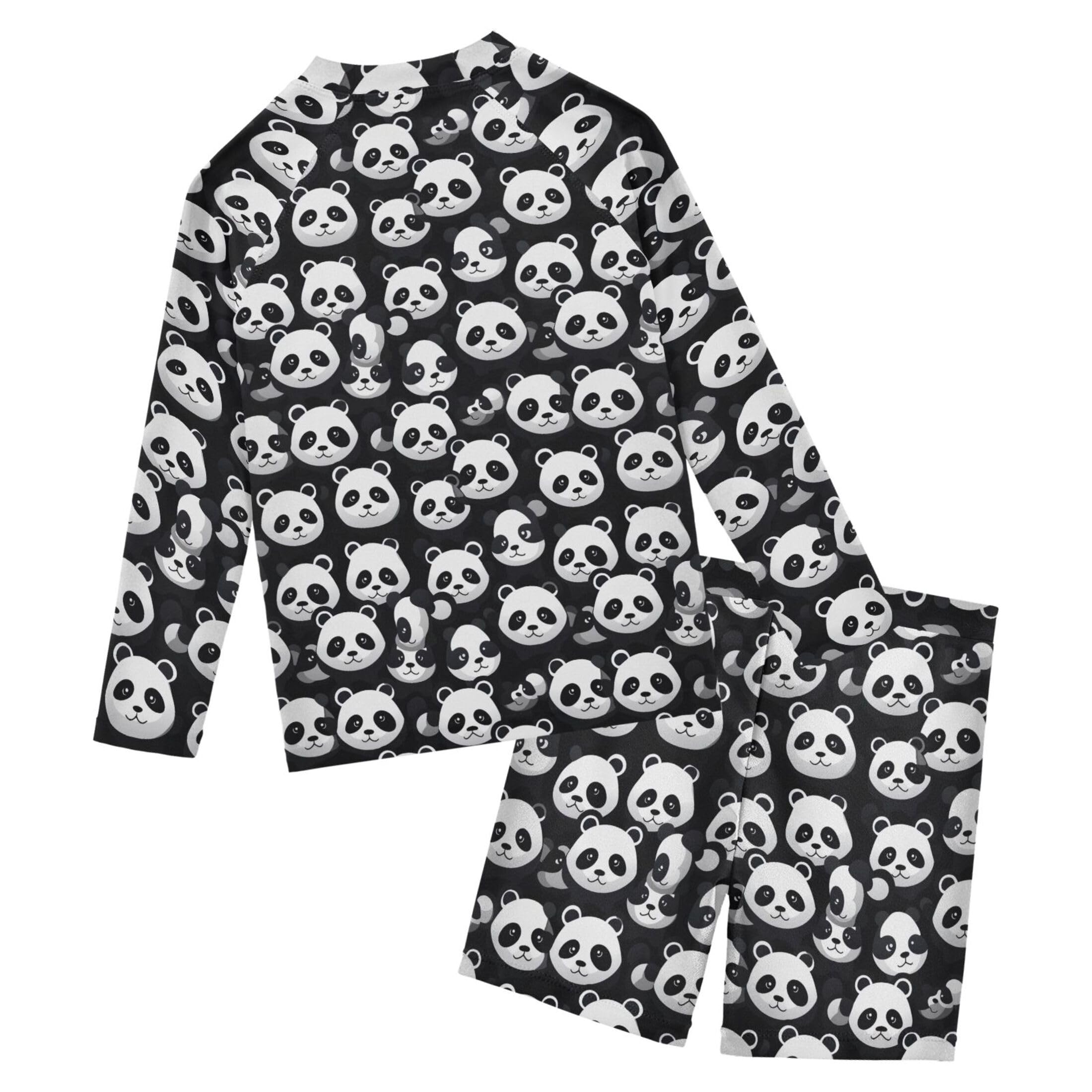 Panda Animal Cute Baby Boys' Toddler Long Sleeved Rashguard Swim Bathing Suit Set B0402756