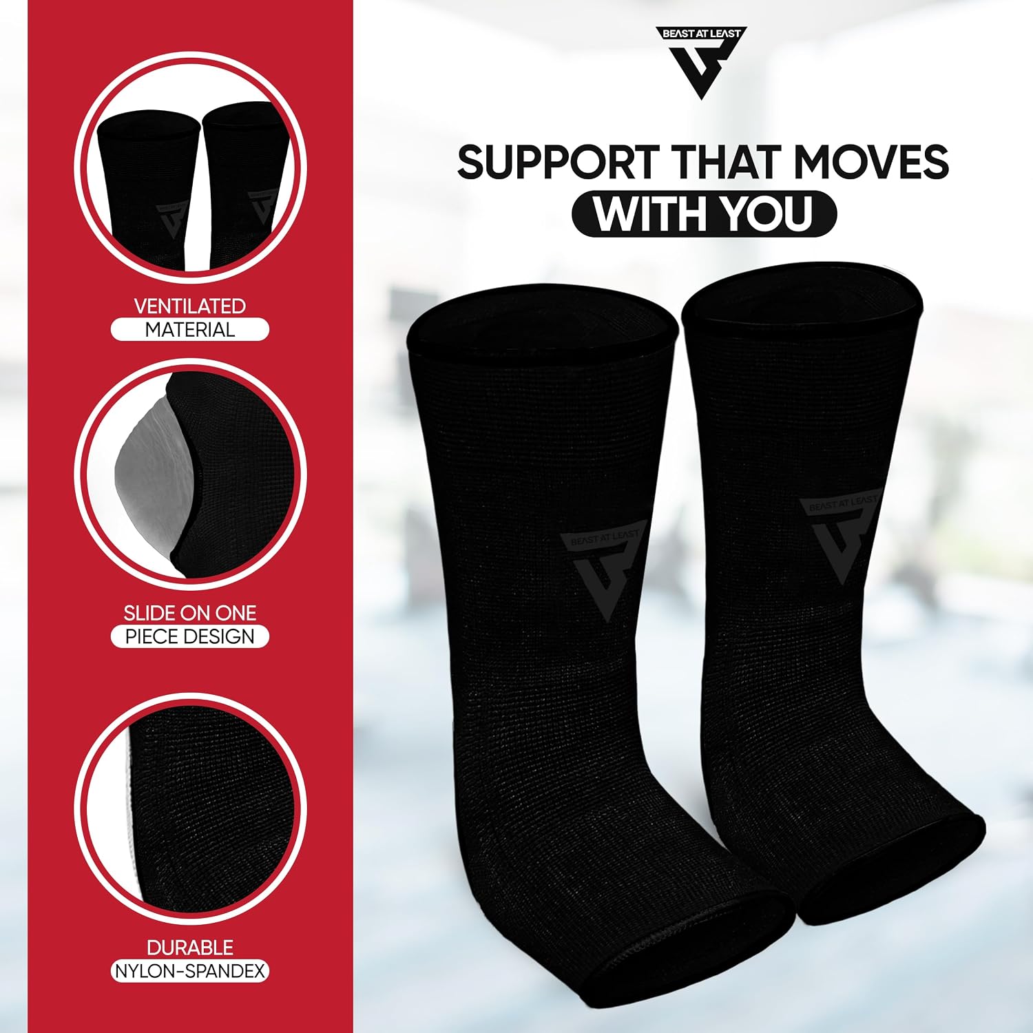 Muay Thai Ankle Wrap for Martial Arts – Durable and Reliable Boxing Gear for Men & Women – Ankle Wrap for Kick Boxing, MMA & Combat Sports (Full Black, S/M)