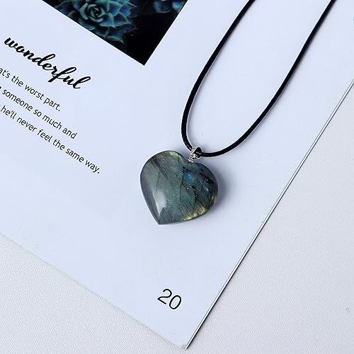 Miniatura 4 de Runyangshi Colgante de cristal de labradorita curativo natural, piedra lunar, piedra de palma, piedra pulgar, collar de energía Reiki, amuleto para