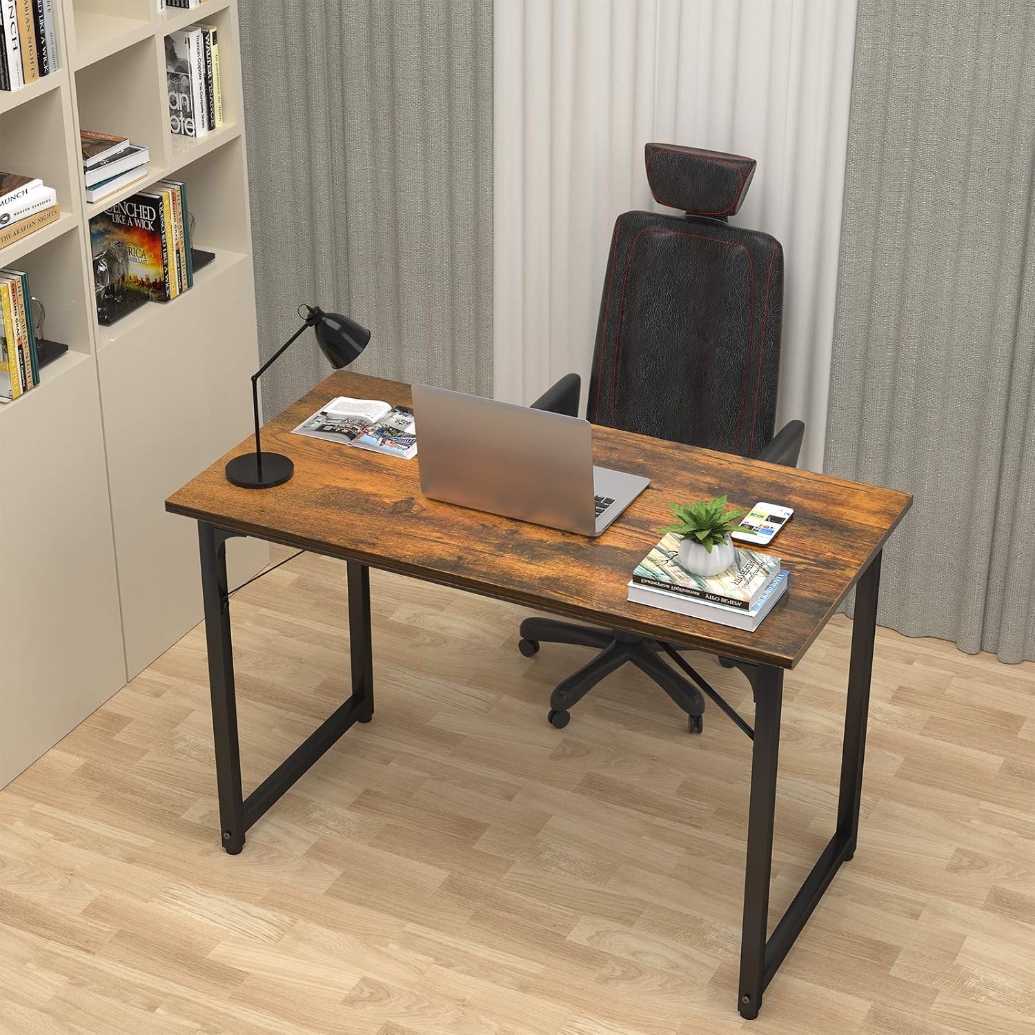 Topfurny Computer Desk Home Office Desk 32 Inch Writing Study Desk Modern Simple Desk Small Desks for Small Spaces Easy to Assemble Sturdy Desk for Home Office Bedroom Living Room, Rustic Brown